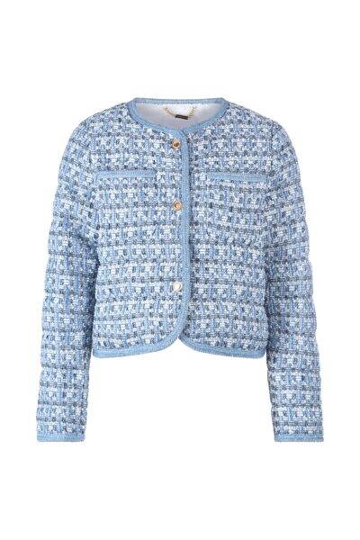 Boxy padded boucle jacket with deco