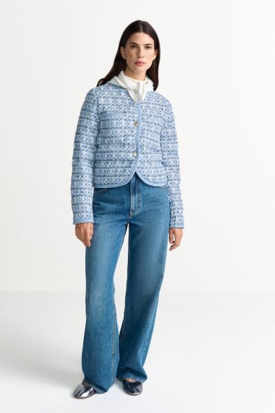 Boxy padded boucle jacket with deco