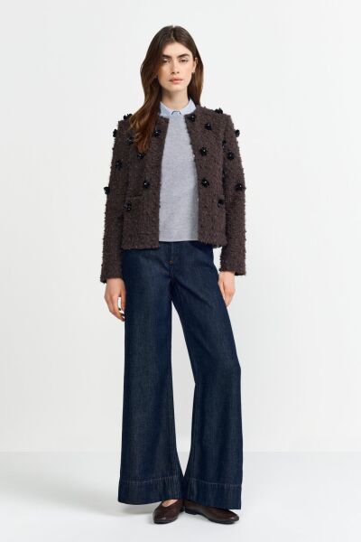 Straight Jacket with Flower Sequin