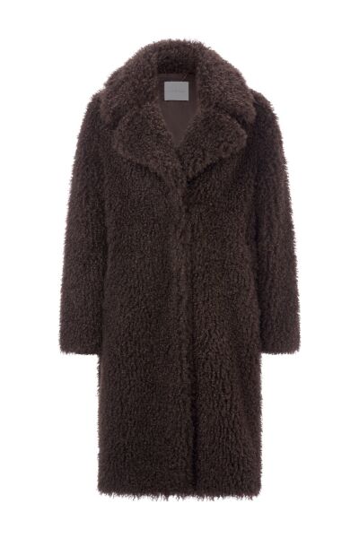 Long Curly Faux Fur Coat
