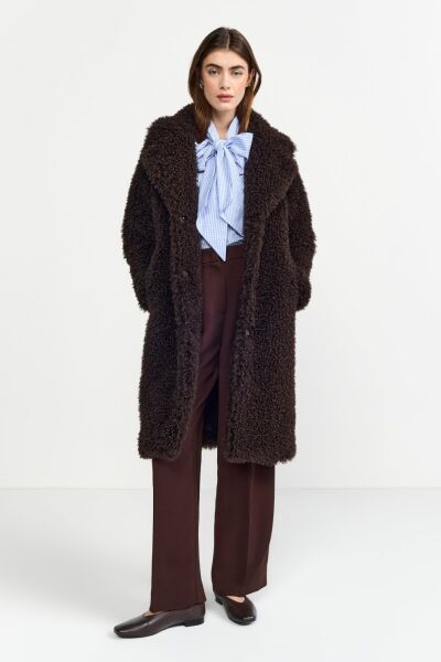 Long Curly Faux Fur Coat