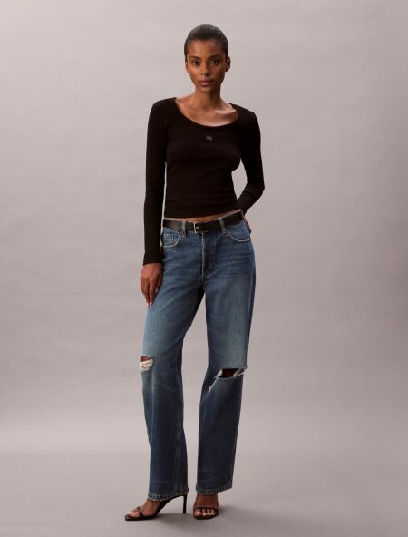 LS WOVEN LABEL 2X2 RIB SCOOP NEC