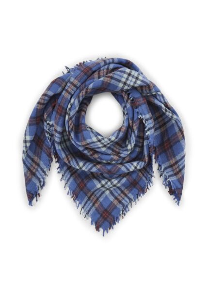 WOVEN SQUARE WOOL CHECKS blau-70X70