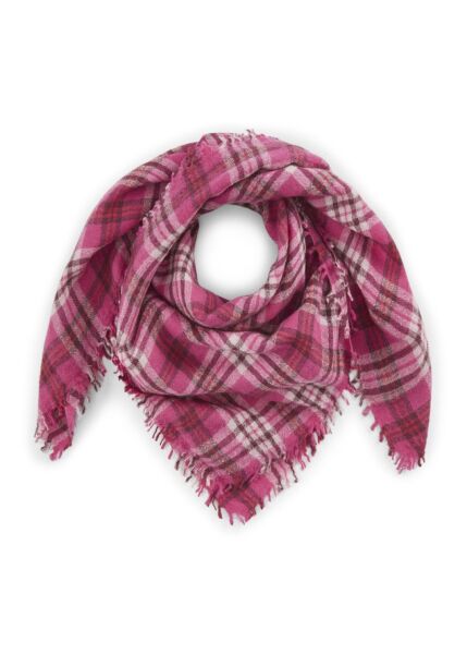 WOVEN SQUARE WOOL CHECKS pink-70X70