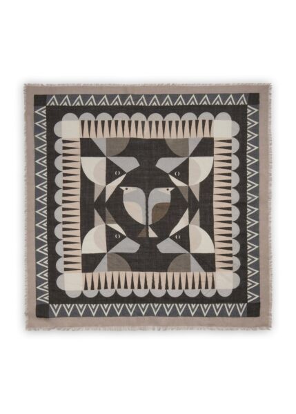 PRINTED SQUARE WOOL/MODAL GRAPHIC M