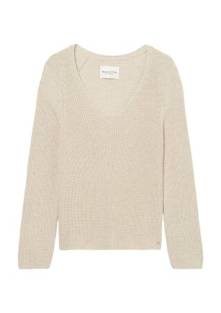 Pullover, V-neck, long-sleeve, half