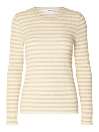 SLFANNA LS CREW NECK TEE STR NOOS