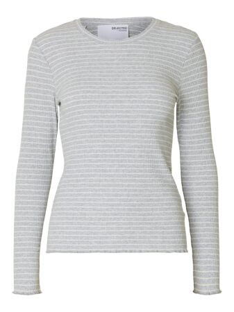 SLFANNA LS CREW NECK TEE STR NOOS