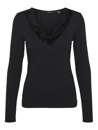 VMROSA LS V-NECK LACE TOP GA JRS NO