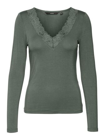 VMROSA LS V-NECK LACE TOP GA JRS NO