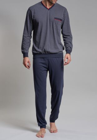 Pyjama, V-Ausschn., Bündchen