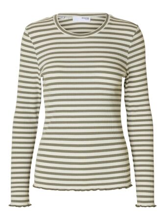 SLFANNA LS CREW NECK TEE STR NOOS