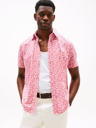 LINEN BLEND PRINT S/S RF SHIRT