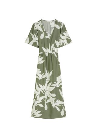 Dress, mid length, V-neck, half sle