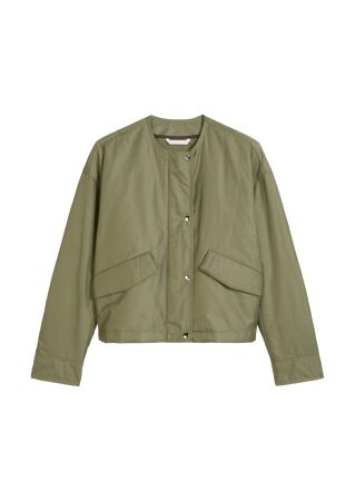 Collar-less jacket, flap pockets, l