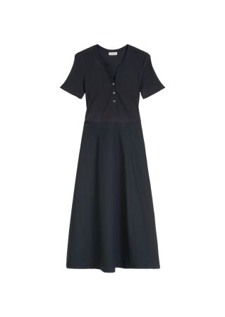 Jersey dress, polo collar, poplin p