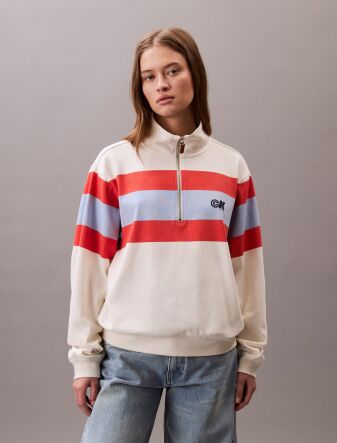 RUGBY JERSEY 1/4 ZIP STRIPE TOP