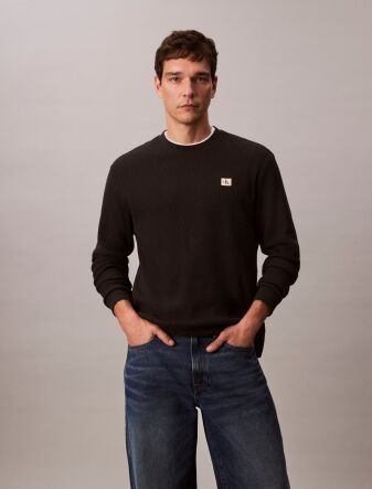 LS WAFFLE BADGE CREWNK TEE