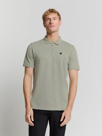 Polo Zip Pique Garment Dyed