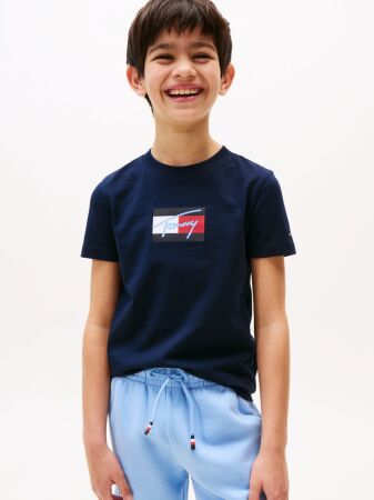 TOMMY SCRIPT FLAG PRINT TEE SS