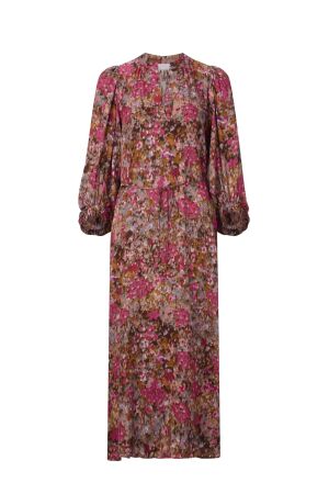 Printed Midi Dress with V-Neck