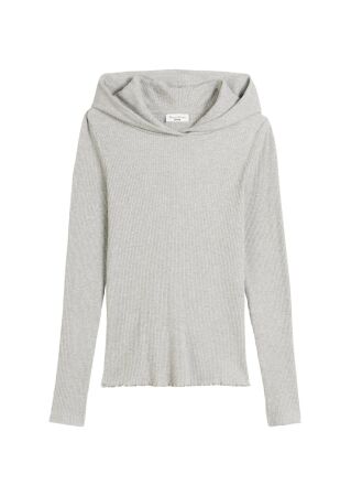 T-Shirt, LSL, Hood, Mélange