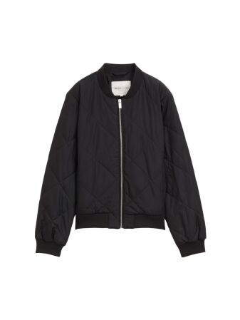 quilted bomber collar jacket