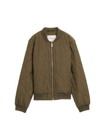 quilted bomber collar jacket