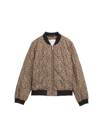 quilted bomber collar jacket