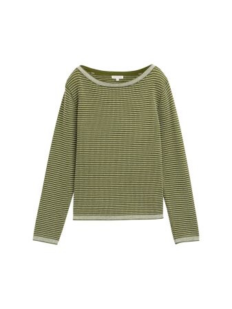 knit pullover with bubble stru