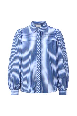 Striped Blouse with Pin Tucks