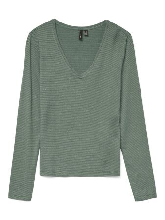 VMLAVA GLITTER LS V-NECK TOP STRIPE