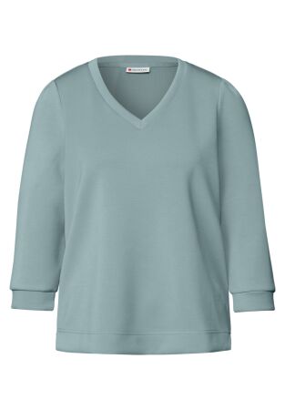 v-neck silk look shirt w.gathe