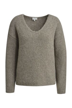 V-NECK PULLOVER WITH OVERSIZED SHOU