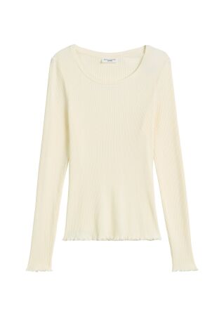 T-Shirt, LSL, Round Neck, Ruffles a
