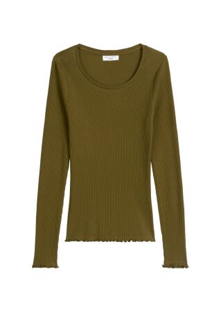 T-Shirt, LSL, Round Neck, Ruffles a