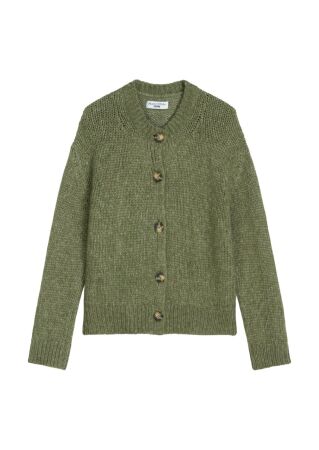 Knit Cardigan, Long Sleeve, Crew Ne