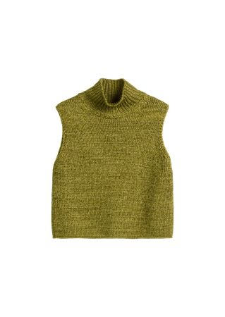 Pullover, sleeveless, stand up coll