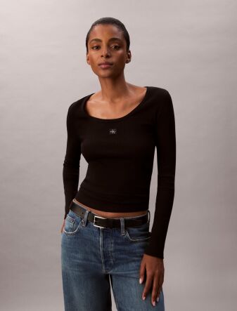 LS WOVEN LABEL 2X2 RIB SCOOP NEC
